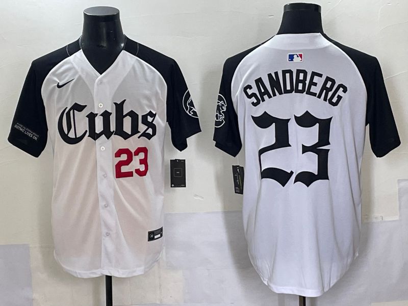 Men 2025 Chicago Cubs #23 Sandberg White black Five generations Joint Name Nike MLB Jersey style 6233